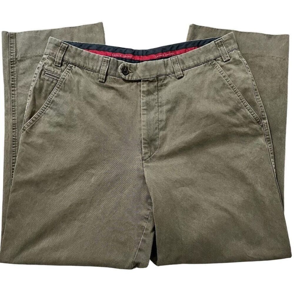 Hiltl ZE500 Ultimate Trouser Men's 38 Olive Khaki Soft‎ Cotton Stretch